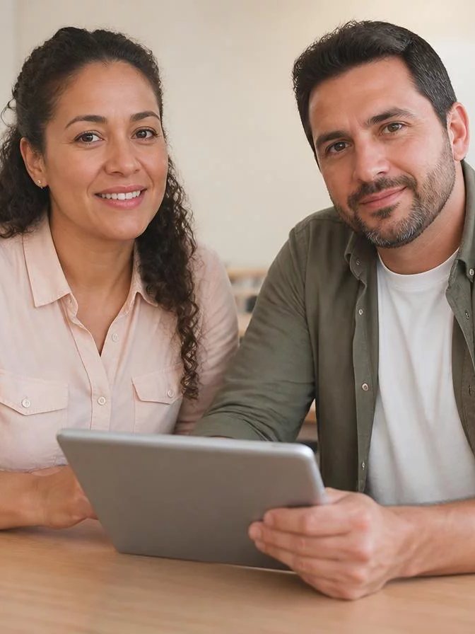 Grupo rindo logo após uma rodada, ainda com as folhas de anotação nas mãos